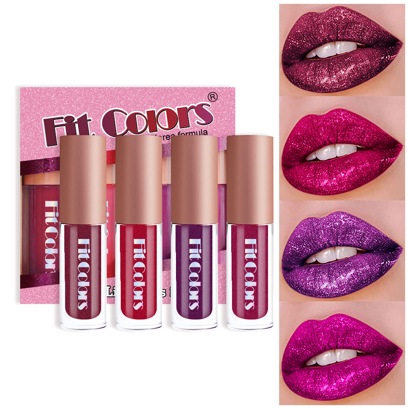 ピンク系口紅 8本セット 花の形キャップグロス4本