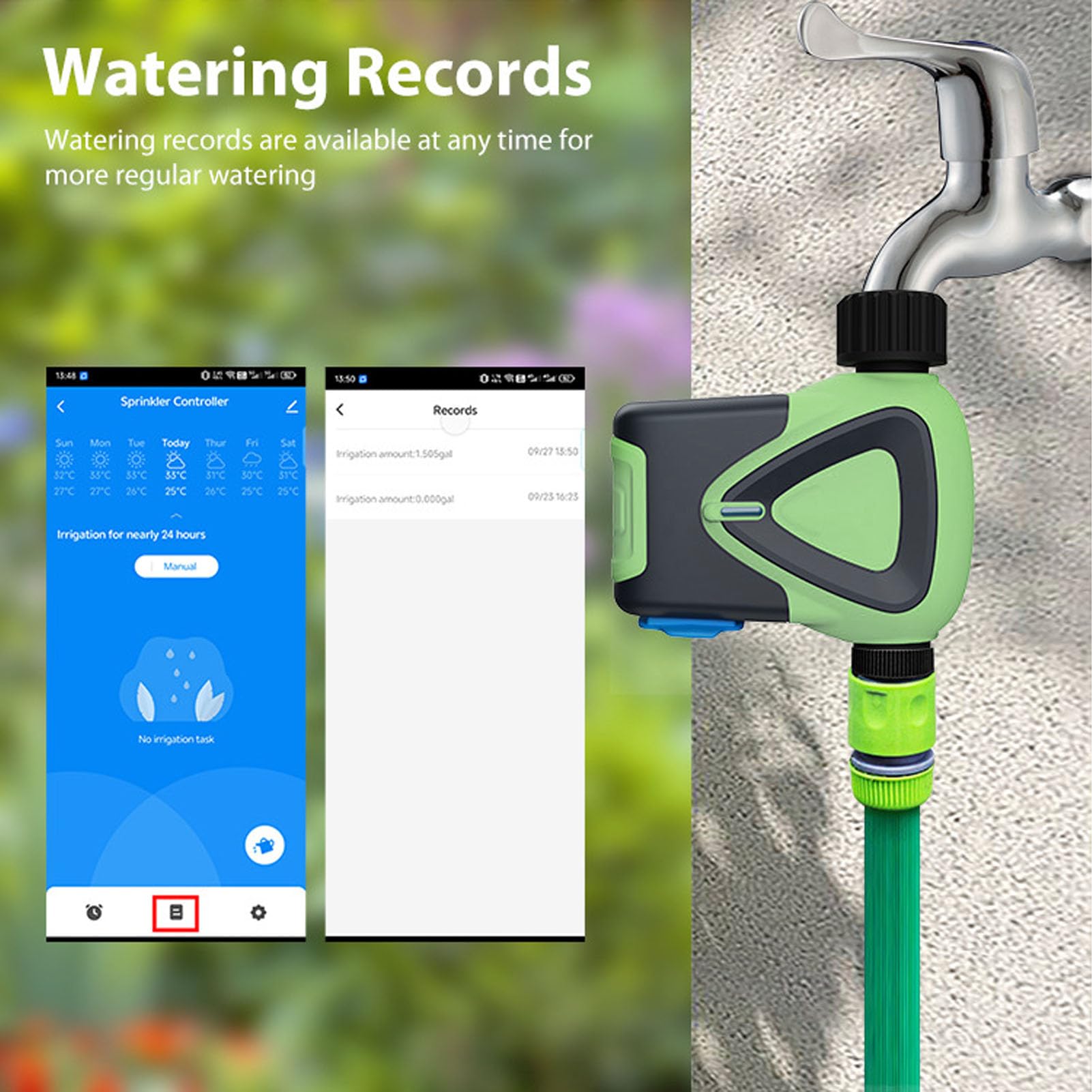 PolyGen timer per irrigazione da esterno con funzione di conto alla rovescia per tubi da giardino e piscine, un timer intelligente per la gestione efficiente dell'acqua con (TNP)