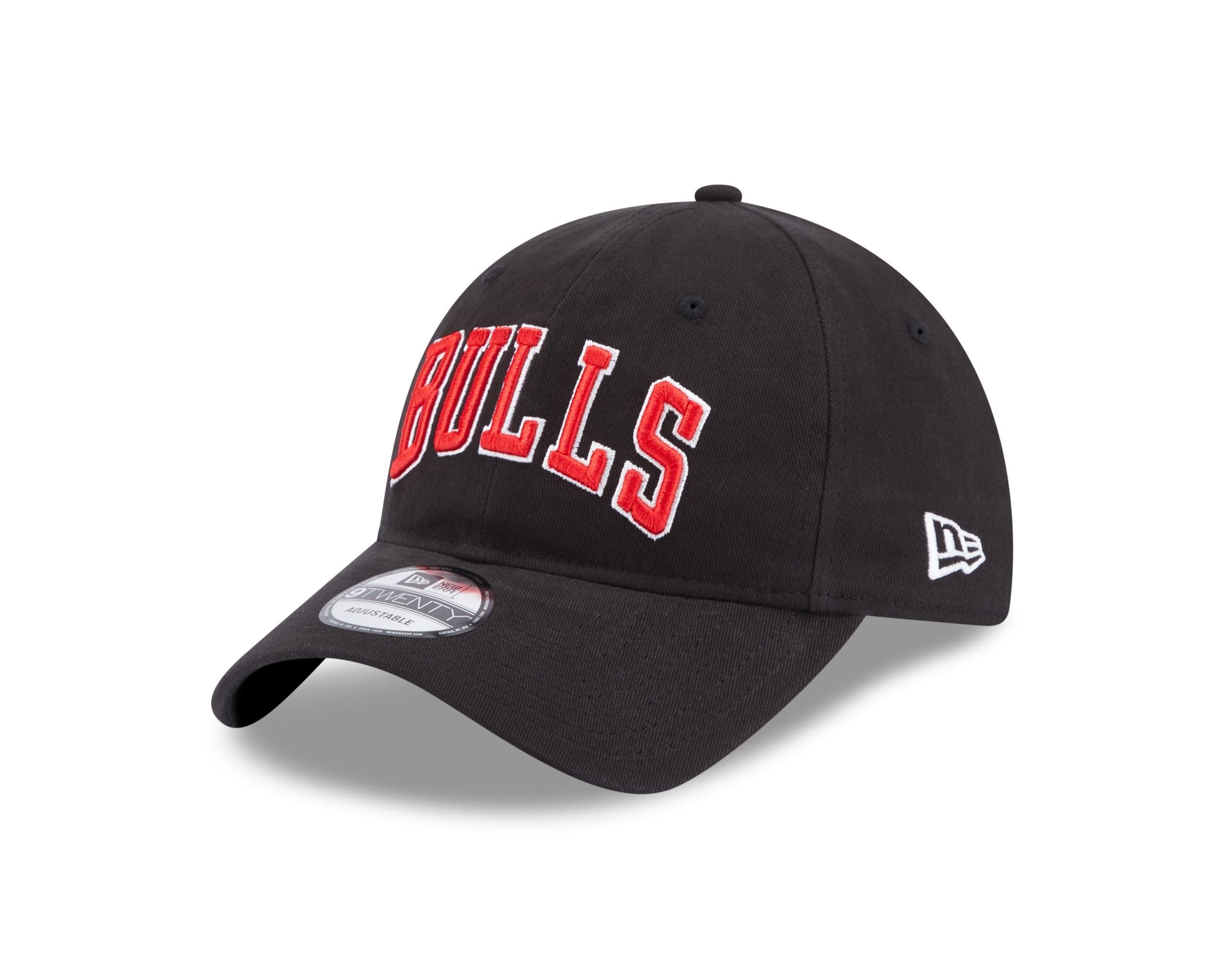 New Era Men's 920-Bulls-Black-#32090 Chicago Bulls Nba Team Script Black 9Twenty Unstructured Strapback Cap - One-Size