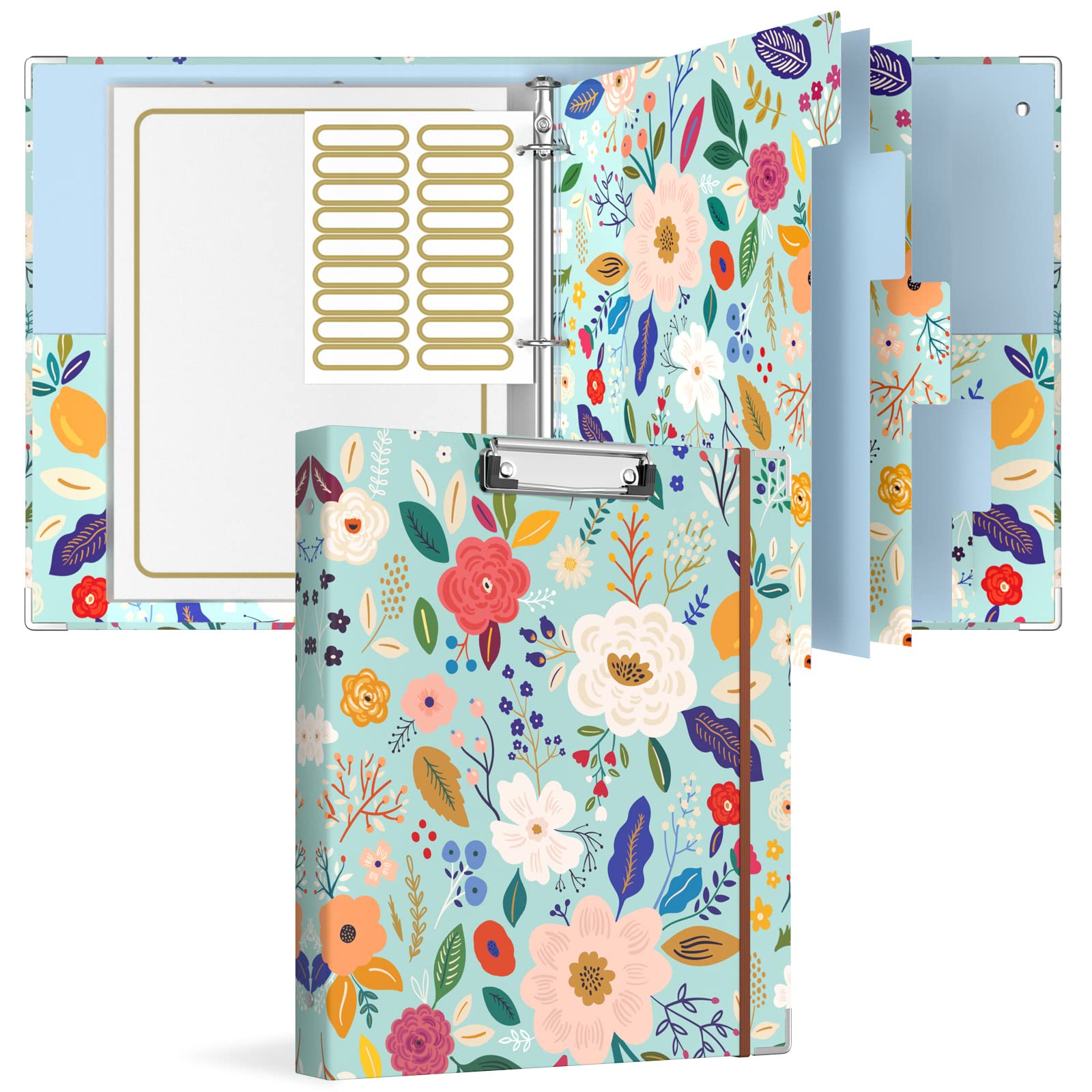 Rouidr 3 Ring Binder with clipboard, 1 inch 8.5 x 11 in Letter Size View Binders Organizer with Dividers Tabs & Clear Sleeves, School Supplies, Office