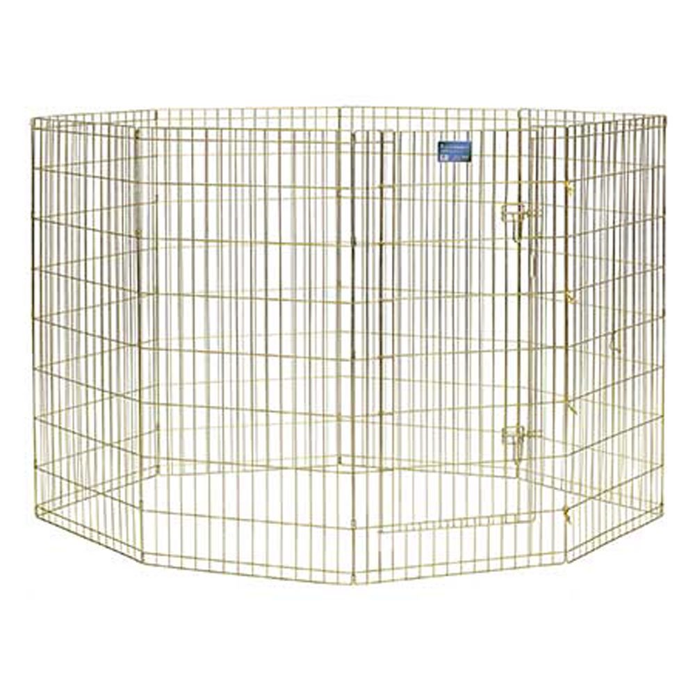 midwest homes for pets foldable metal dog exercise pen / pet playpen, gold zinc w/ door, 24'w x 48'h