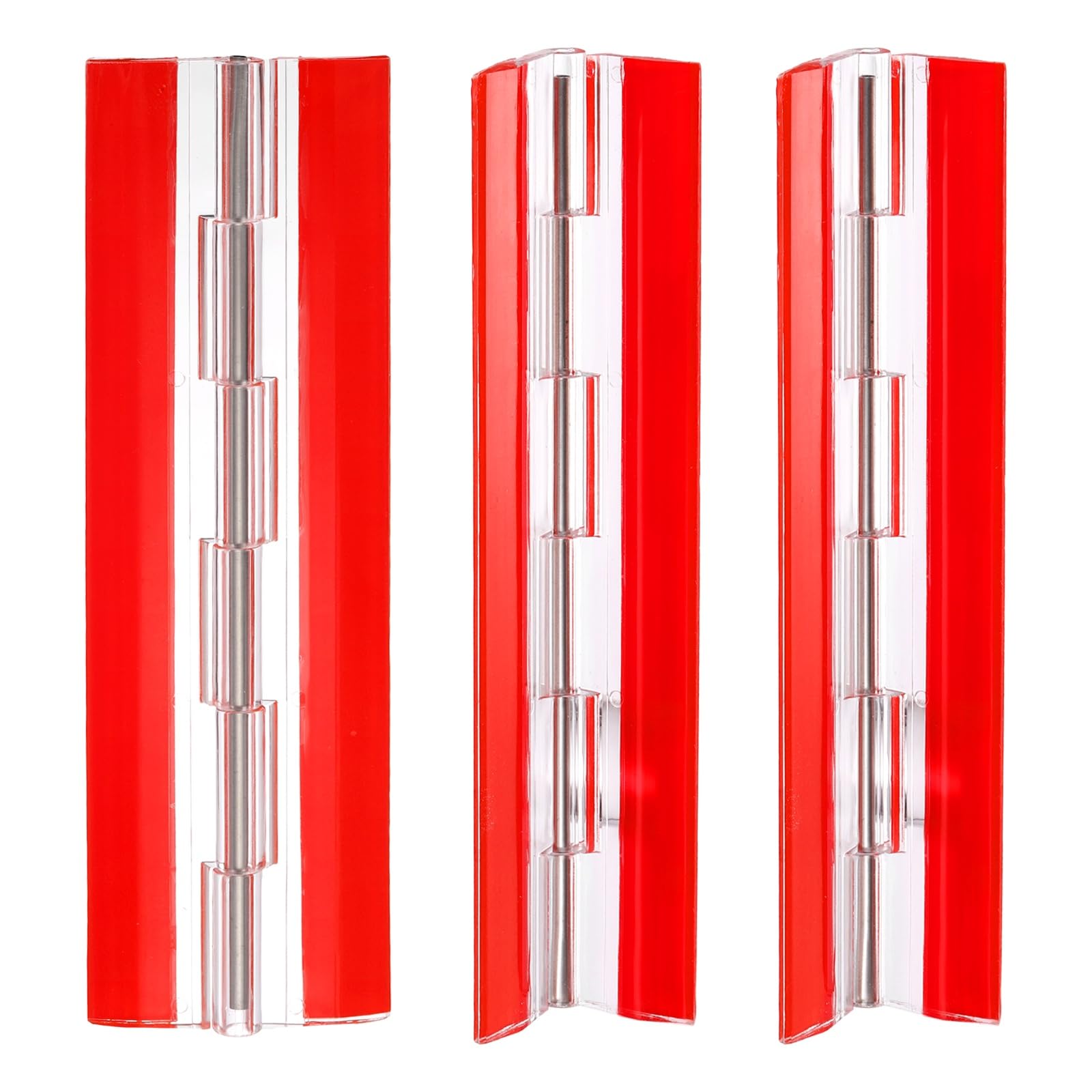 sourcing map 3 Pcs Acrylic Hinges, 150x42mm Invisible Self-Adhesive Clear Hinge with Stainless Steel Shafts, Continuous Piano Hinge for DIY Furniture, Display Stand, Cabinets