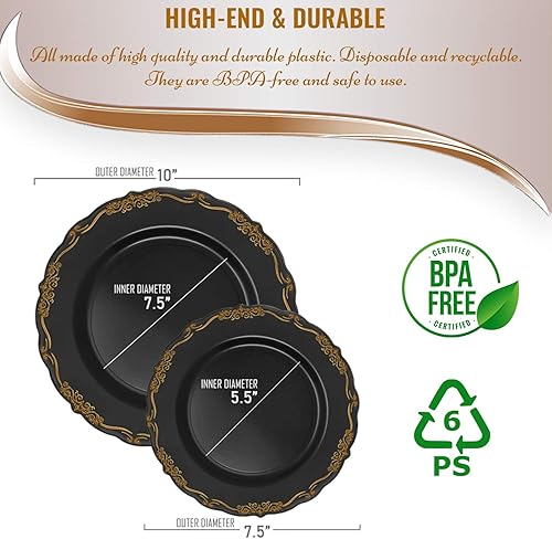 Miniatura 4 de Elegantes platos de plástico desechables, platos llanos de plástico, platos desechables para fiestas, platos de plástico desechables, platos de