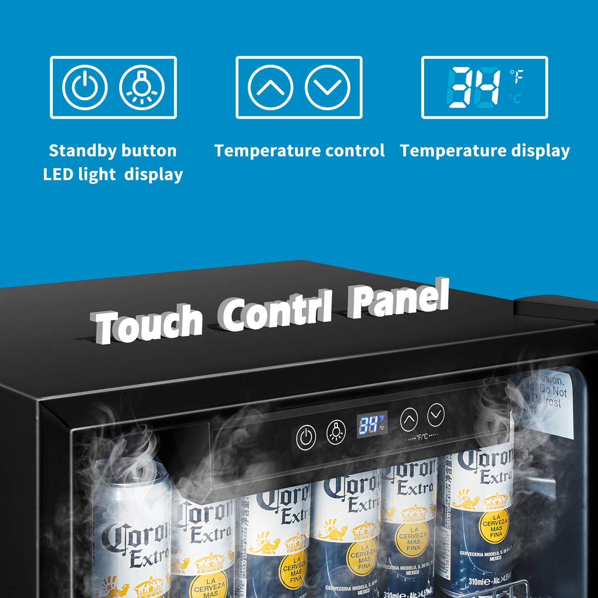 Euhomy Beverage Refrigerator and Cooler, 130 Can Mini fridge with Glass