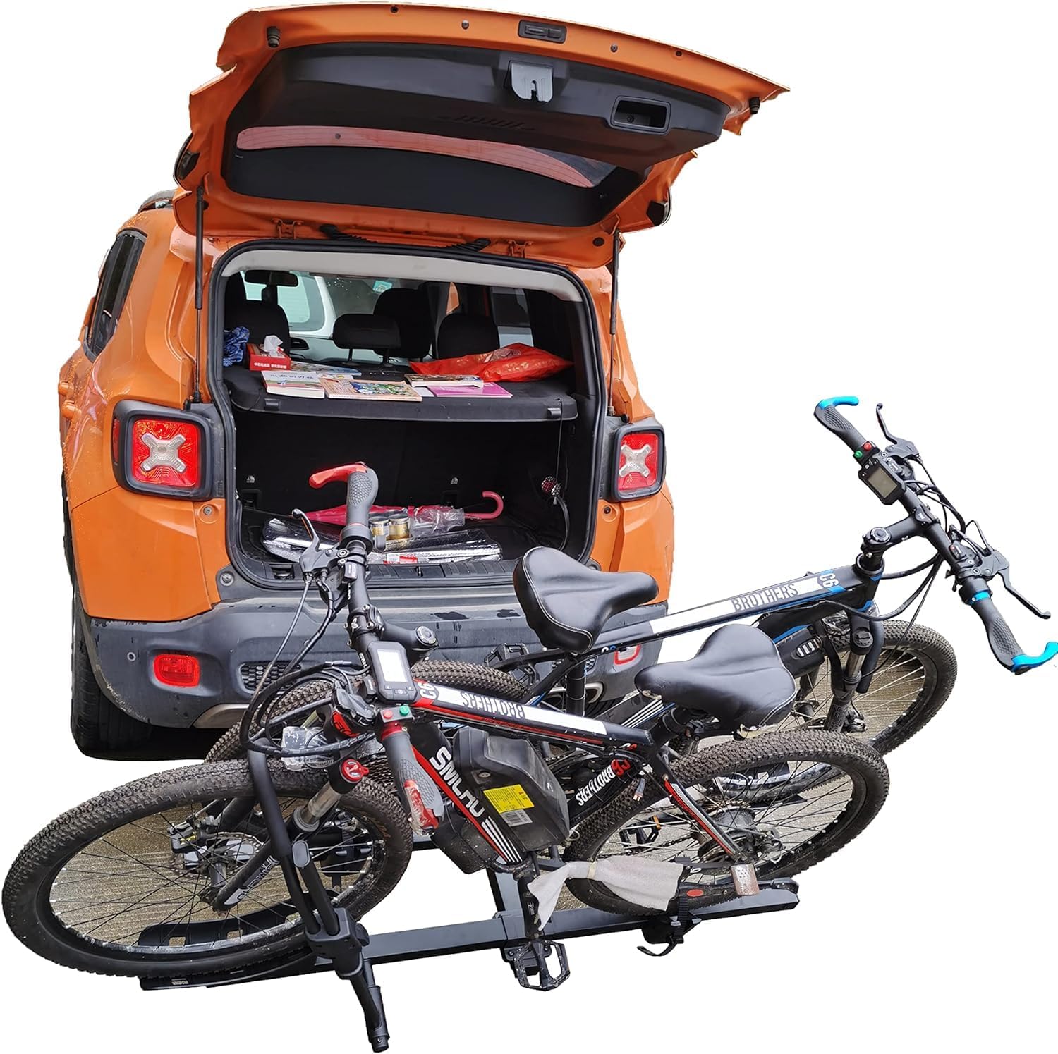 MaxxHaul 50948 2-Bike Hitch Rack – Platform Style Carrier for E-Bike, Mountain & Road Bikes – 2" Receiver, 66 lbs/Bike Capacity, Anti-Rattle, Hitch Lock Included