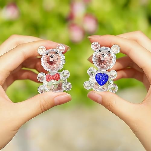 Miniatura 5 de H&D HYALINE & DORA 2pcs Crystal Baby Bear Figurine Collection Animal Paperweight Table Centerpiece