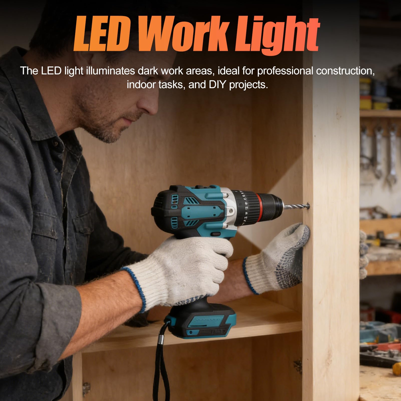 Taladro Inalámbrico para Batería Makit de 18 V, par Potente Máximo de 140 Nm, 3 Configuraciones de Torsión y 2 Velocidades Variables, 0-450 R/min, 0-1800 R/min, para Bricolaje y