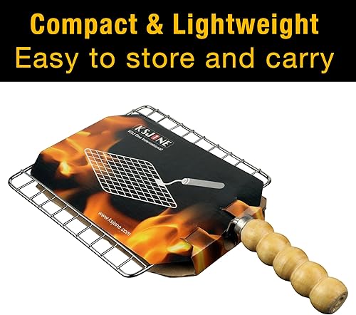 Miniatura 3 de KSJONE Estante de barbacoa multifuncional de acero inoxidable para enfriar y hornear al vapor, estante cuadrado de alambre para asar papad JaliRoti,