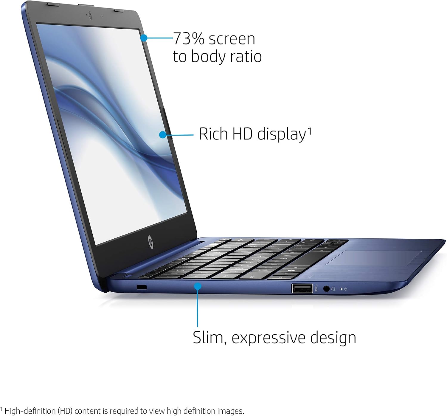HP Stream 11.6-inch HD Laptop, Intel Celeron N4000, 4 GB RAM, 32 GB eMMC, Windows 10 Home in S Mode with Office 365 Personal for 1 Year (11-ak0010nr, Royal Blue)