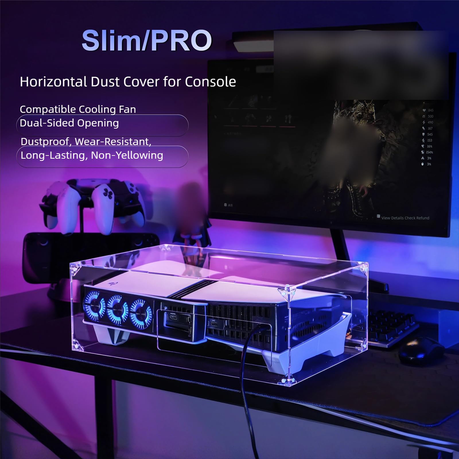 Funda protectora a prueba de polvo, fácil de limpiar, transparente para consola de juegos, pantalla horizontal