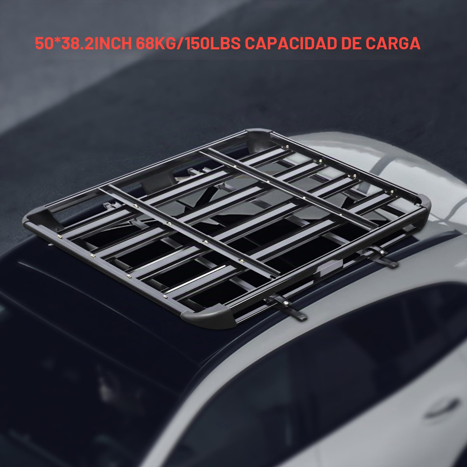 Cesta de techo de 127 x 97 cm universal para coche, Baca Coche, Portaequipajes, Cesta para Equipaje, Diseño de Doble Capa, Adecuado para Modelos Universales SUV