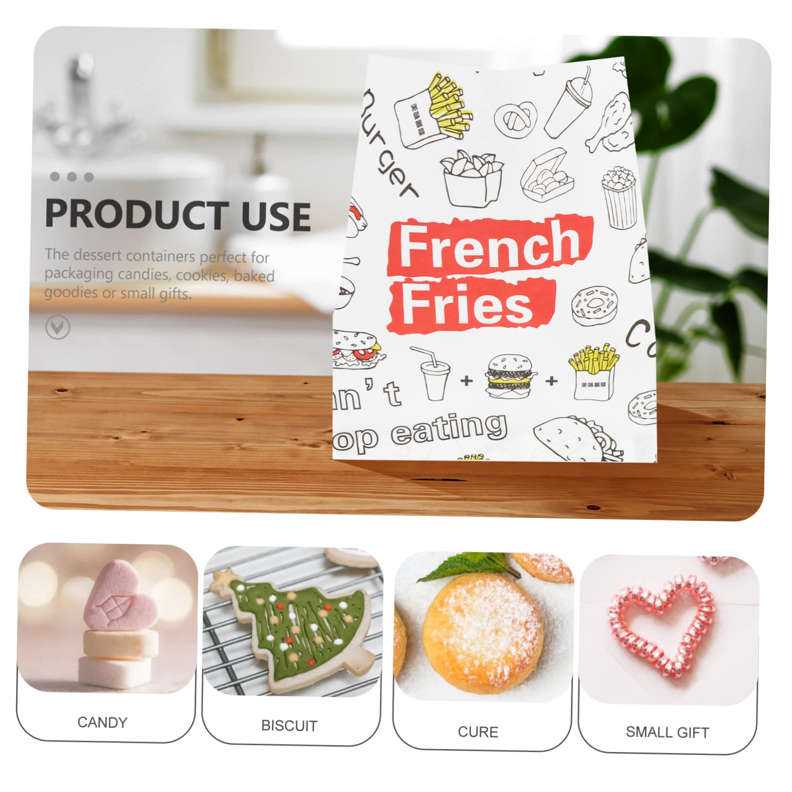 PLAFOPE 300piezas Bolsas De Papel Para Alitas De Pollo Papas Fritas y Snacks Resistente y Práctico Sin Necesidad De Cinta Para Comidas Para Llevar