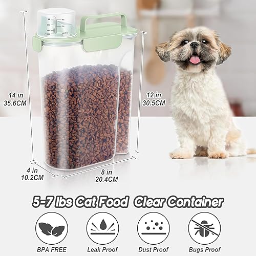 Miniatura 2 de Contenedor de almacenamiento de alimentos para perros y gatos de 5 a 7 libras con boquilla grande mejorada, sin BPA, 4 sellos a presión, recipientes