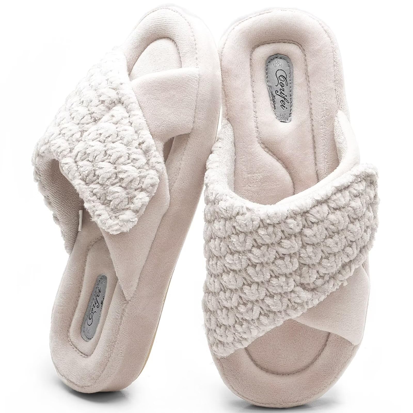 Women's Orthotic Slippers with Arch Support Adjustable Orthopedic Slipper Memory Foam Ladies House Shoes Indoor Slip On for Plantar Fasciitis