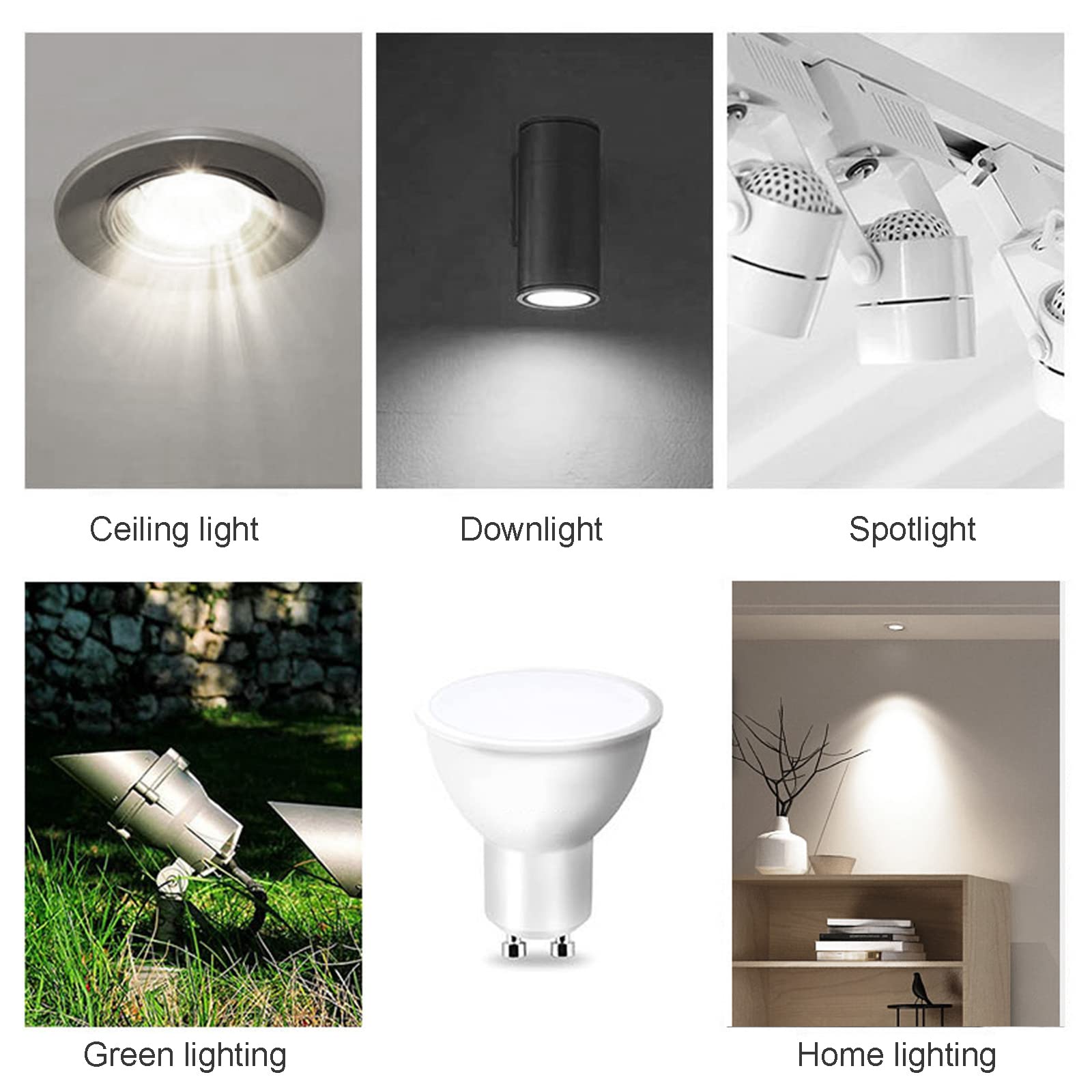 Bombillas LED GU10 6 W 600 LM Blanco frío 6000 K Equivalente a halógeno de 60 W, Repuesto de Bombilla LED para iluminación empotrada en riel, no Regulable, CA 100 V-265 V, Paquete