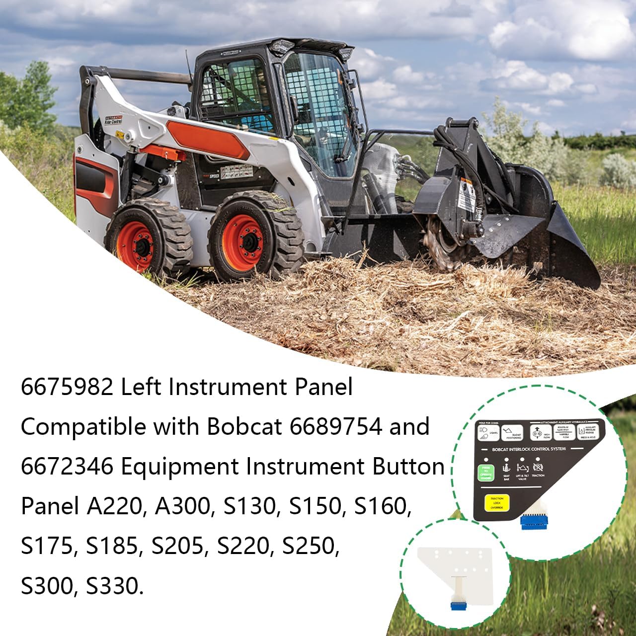 6675982 Left Instrument Panel Compatible with Bobcat 6689754 and 6672346 Equipment Instrument Button Panel A220, A300, S130, S150, S160, S175, S185, S205, S220, S250, S300, S330