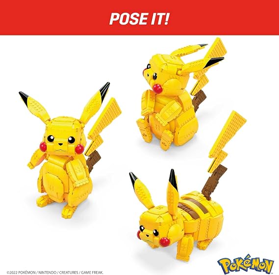 MEGA Pokemon Building Toys Set Jumbo Pikachu with 806 Pieces, Articulated and Poseable, 12 Inches Tall, for Kids