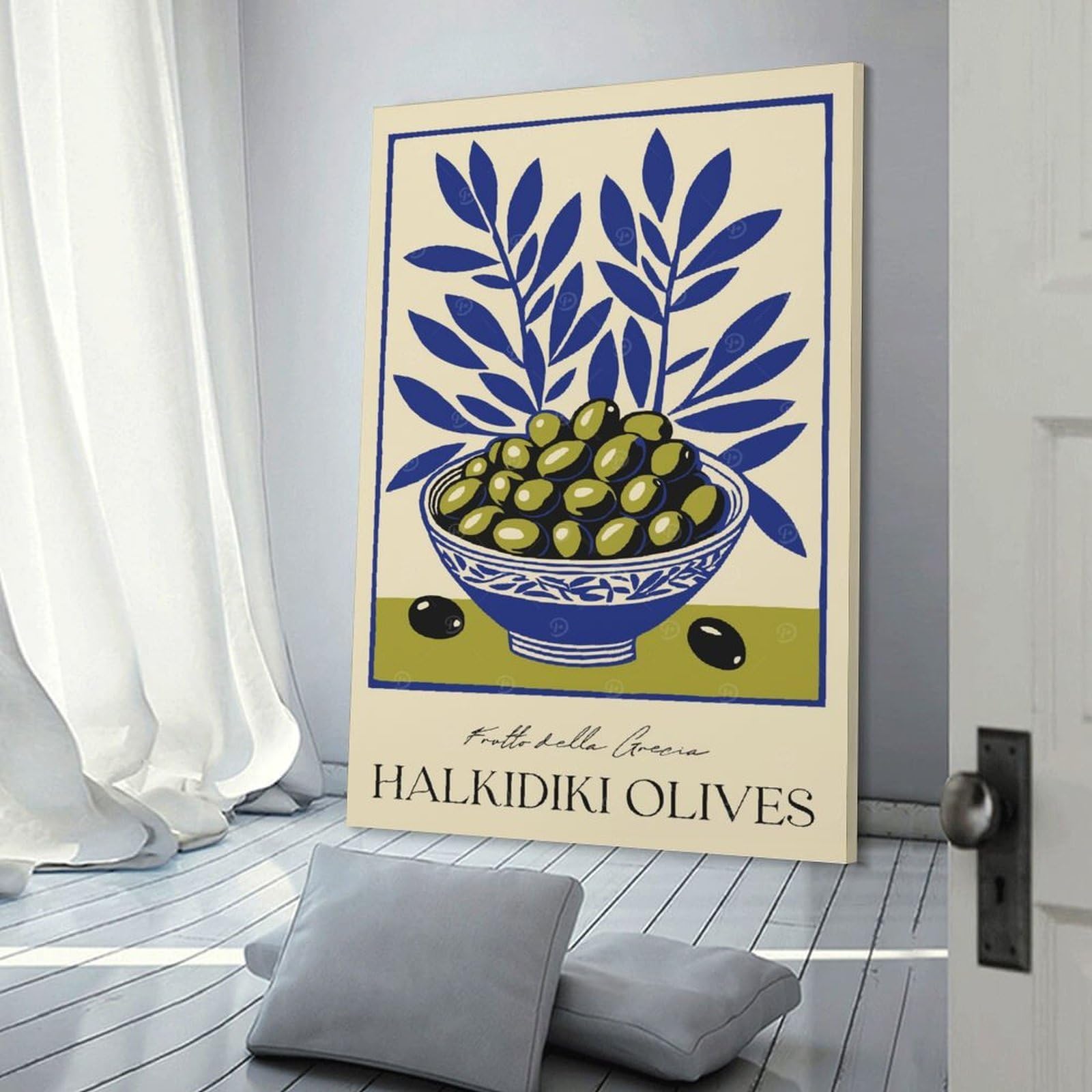 Junmoney Greece Olives Wall Picture Print 12x18inch(30x45cm), for Hallway, Lounge Or Guest Room, Gift Idea for Housewarming And Birthdays