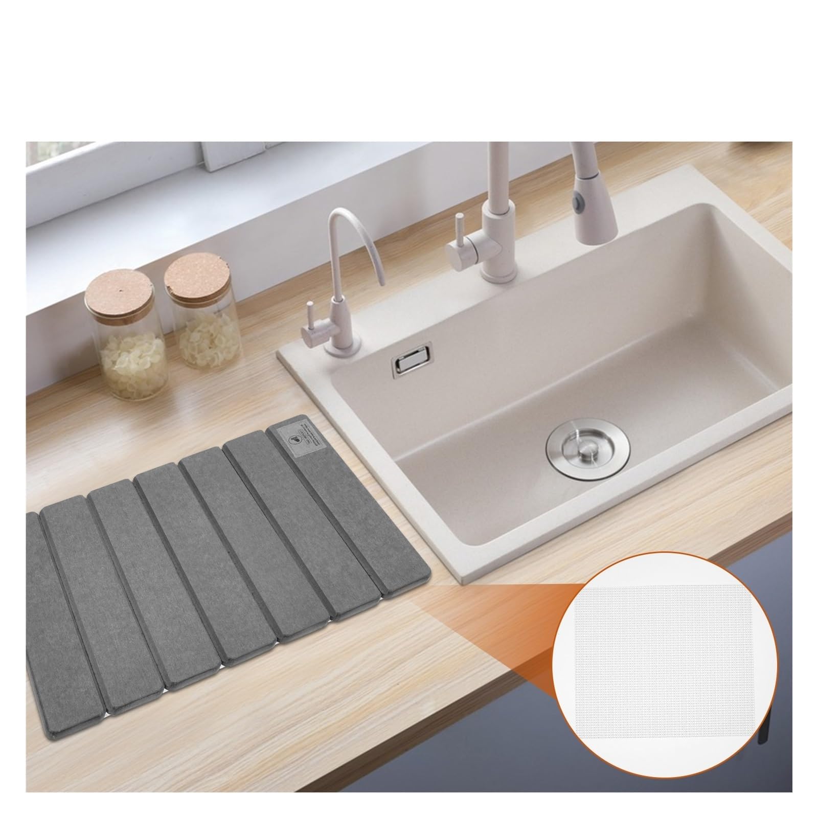 Tapete for secar Platos Plegable de 16 Pulgadas for mostrador(Dark Gray)