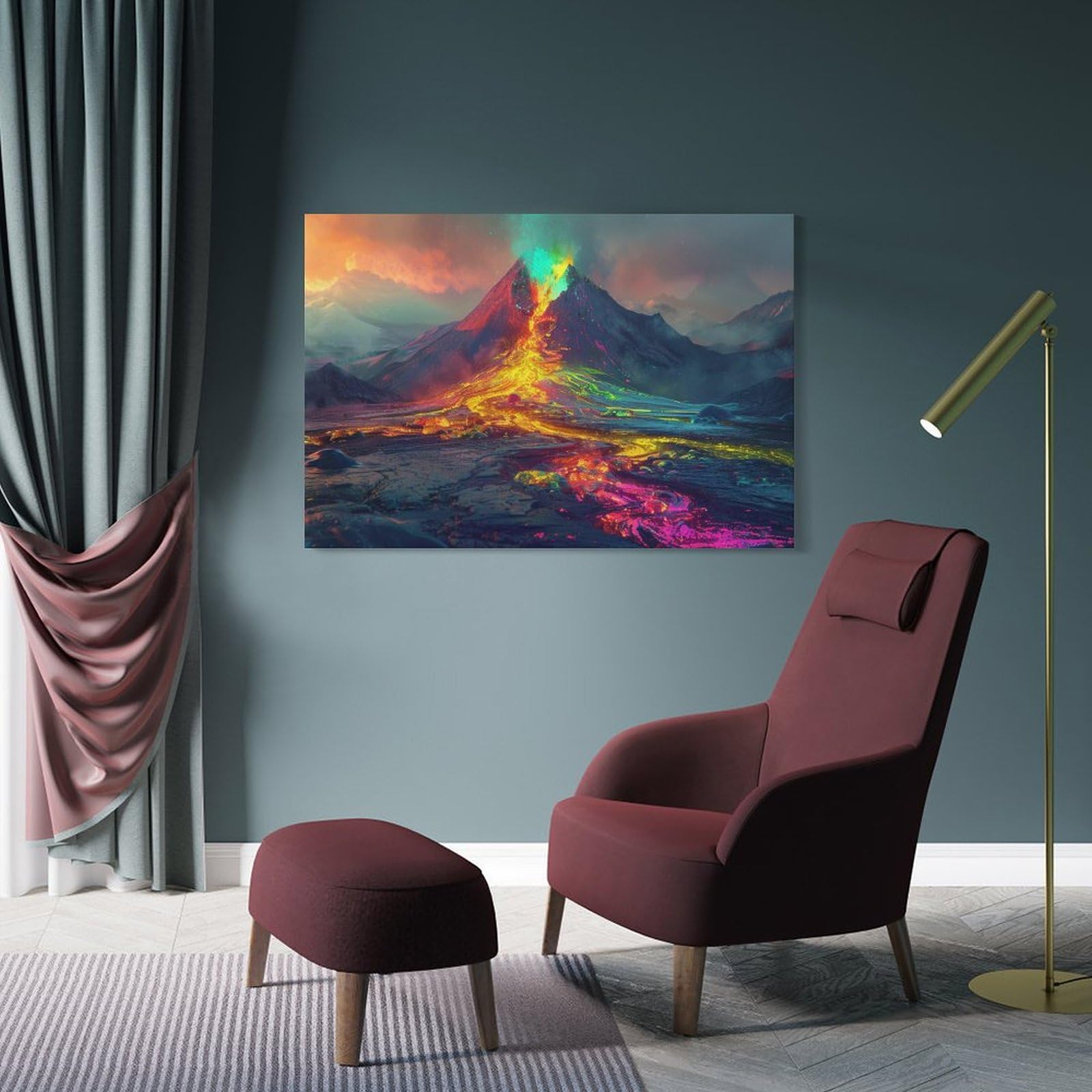Amazon.co.jp: 絵画 火山噴火インテリア 絵画 壮大な自然の風景