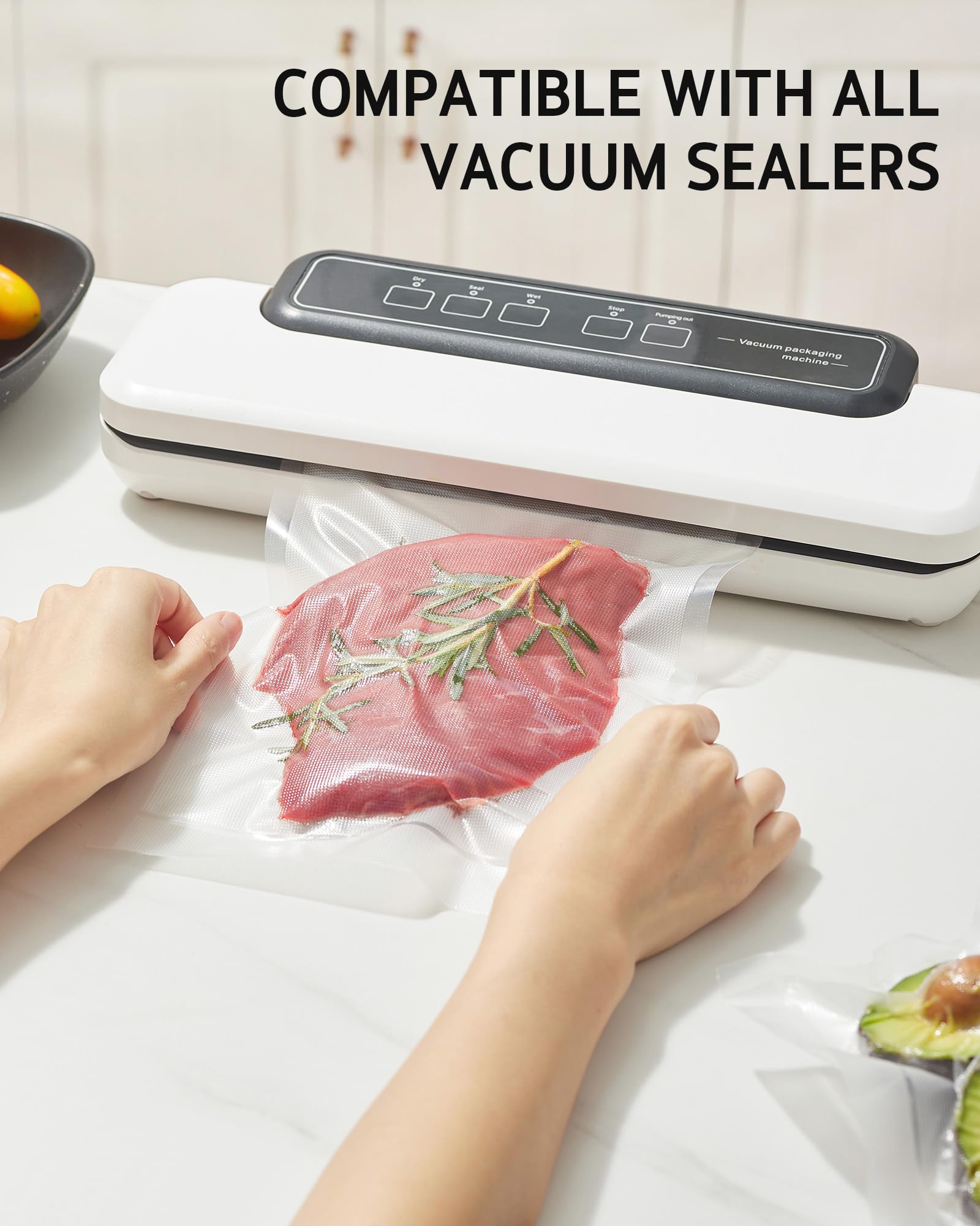 Syntus Sacchetti sottovuoto per alimenti con taglierina, 28 x 150 m, per la conservazione degli alimenti, senza BPA, resistenti, per la preparazione dei pasti, per la preparazione dei pasti, per la