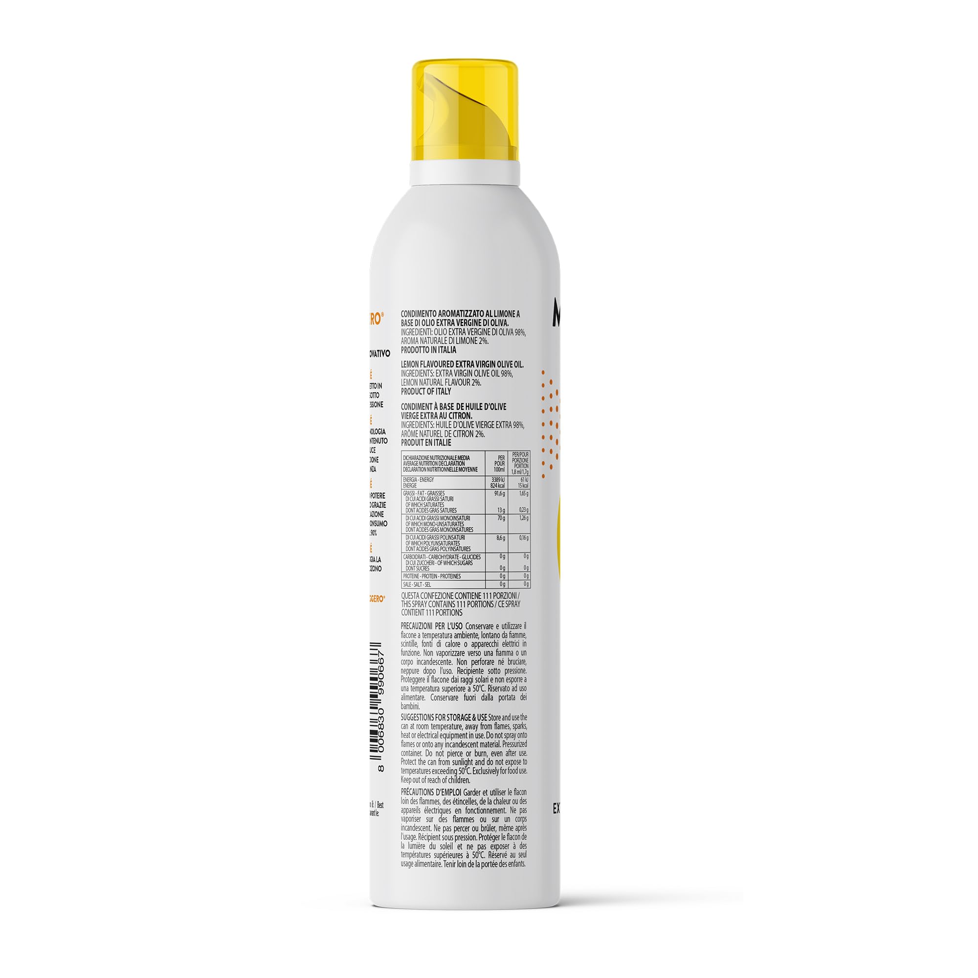 Limone Spray in Olio Extra Vergine di Oliva 6x200ml - Olio Spray italiano – Sprayleggero – 100% Naturale,100% Leggero, 100% Facile - Con lo spray risparmi fino al 90% di prodotto