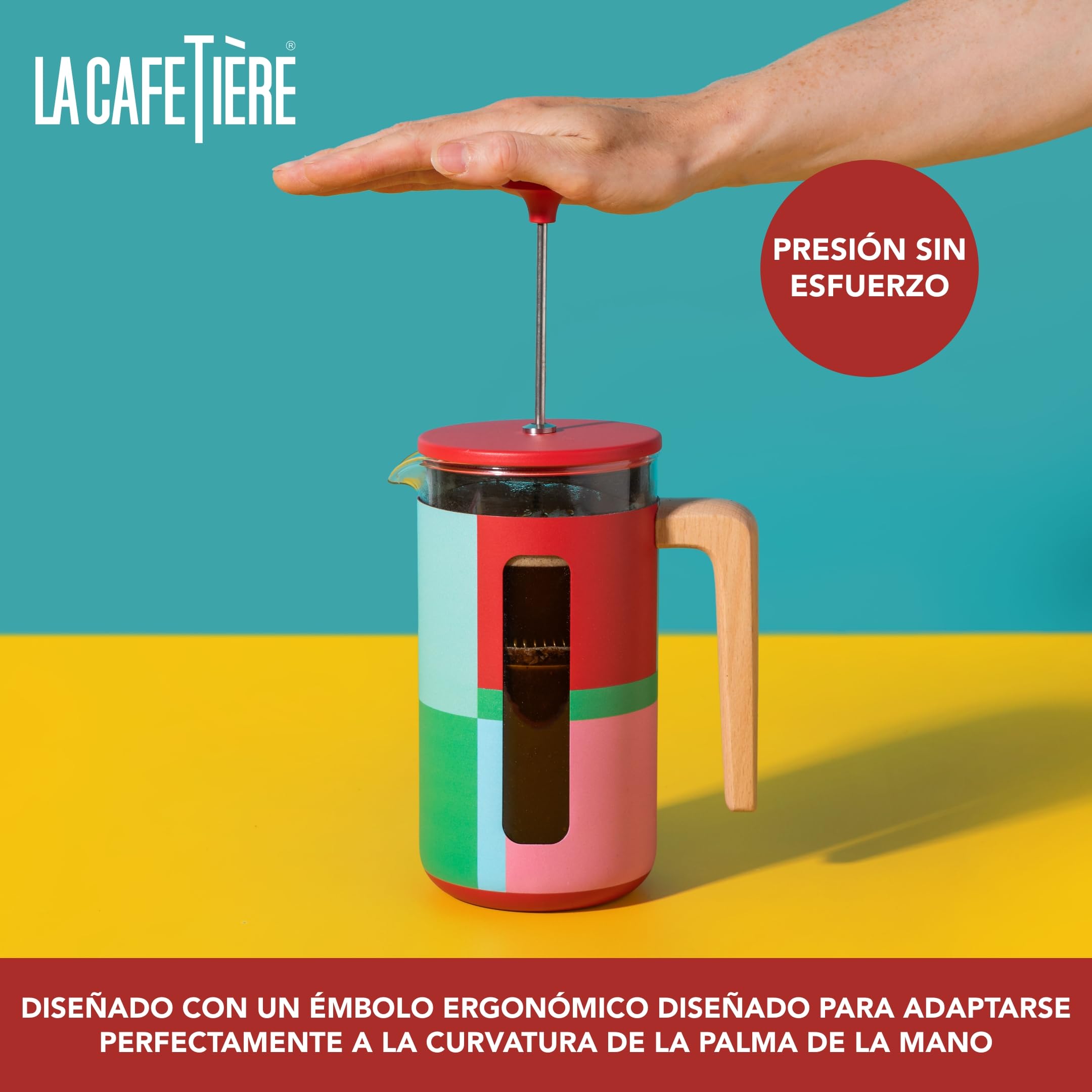 La Cafetière Pisa - Cafetera grande de prensa francesa con diseño geométrico de 8 tazas, cafetera de cerámica resistente al calor de 1 L, té suelto y café molido, Utopian Lines