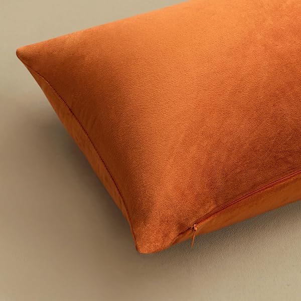 MIULEE Pack of 2 Fall Velvet Soft Solid Decorative Throw Pillow Covers Square Cushion Cases for Sofa Couch Bedroom Living Room Car Home Decor 18 x 18 Inch 45 x 45 cm Orange - 5