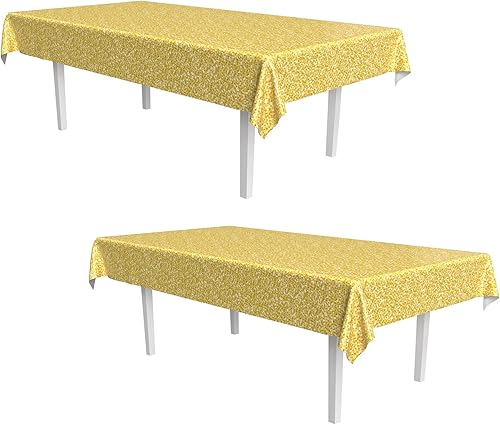 Mantel de plástico con lentejuelas impresas, color dorado, paquete de 2