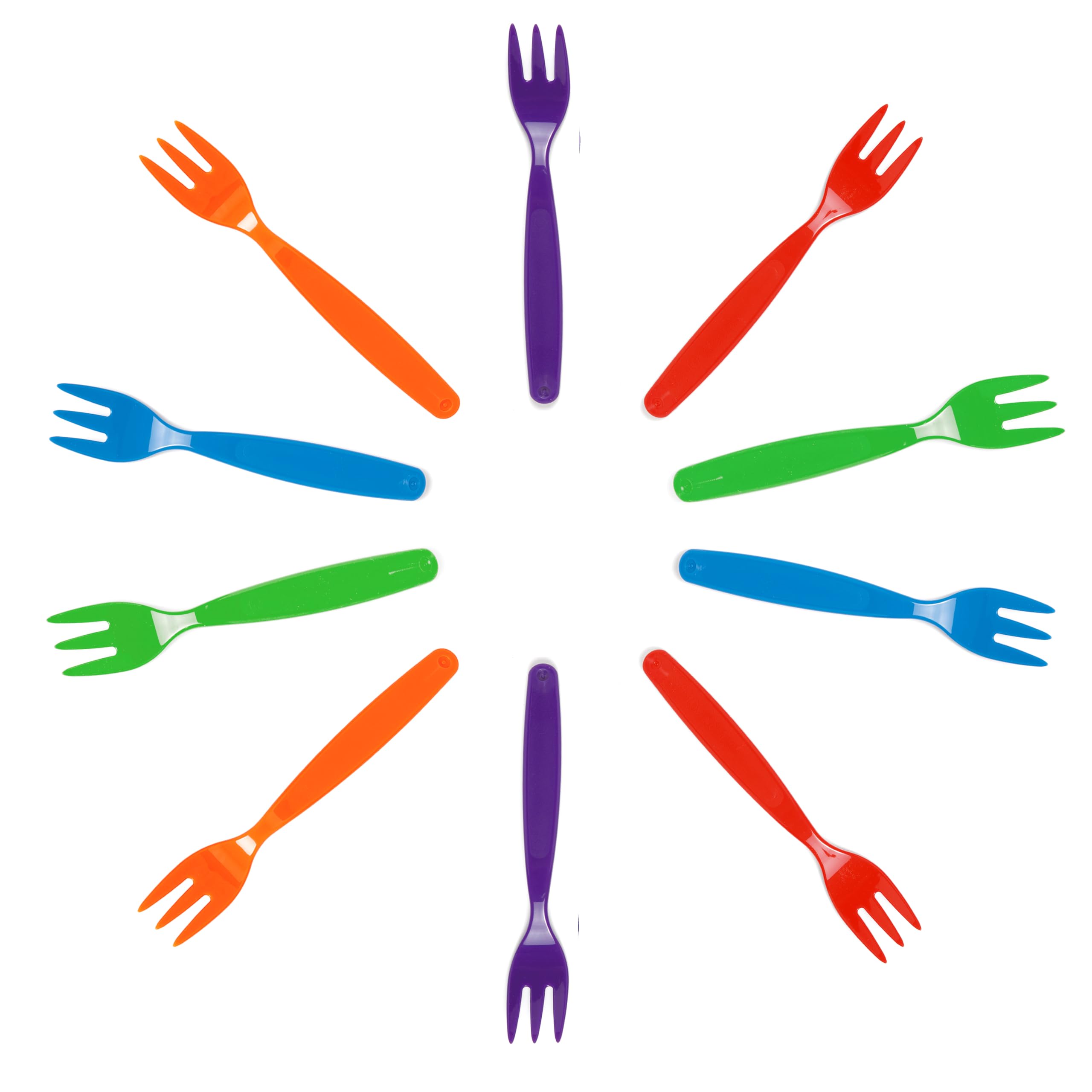 Harfield Pack of 10 Multicoloured Small Children's Forks Virtually Unbreakable Reusable Polycarbonate Plastic