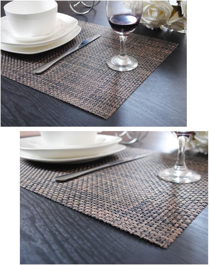 PVC Weave Placemats Table Mat,Set of 4, Two Color Available, Flaxen by Laxury