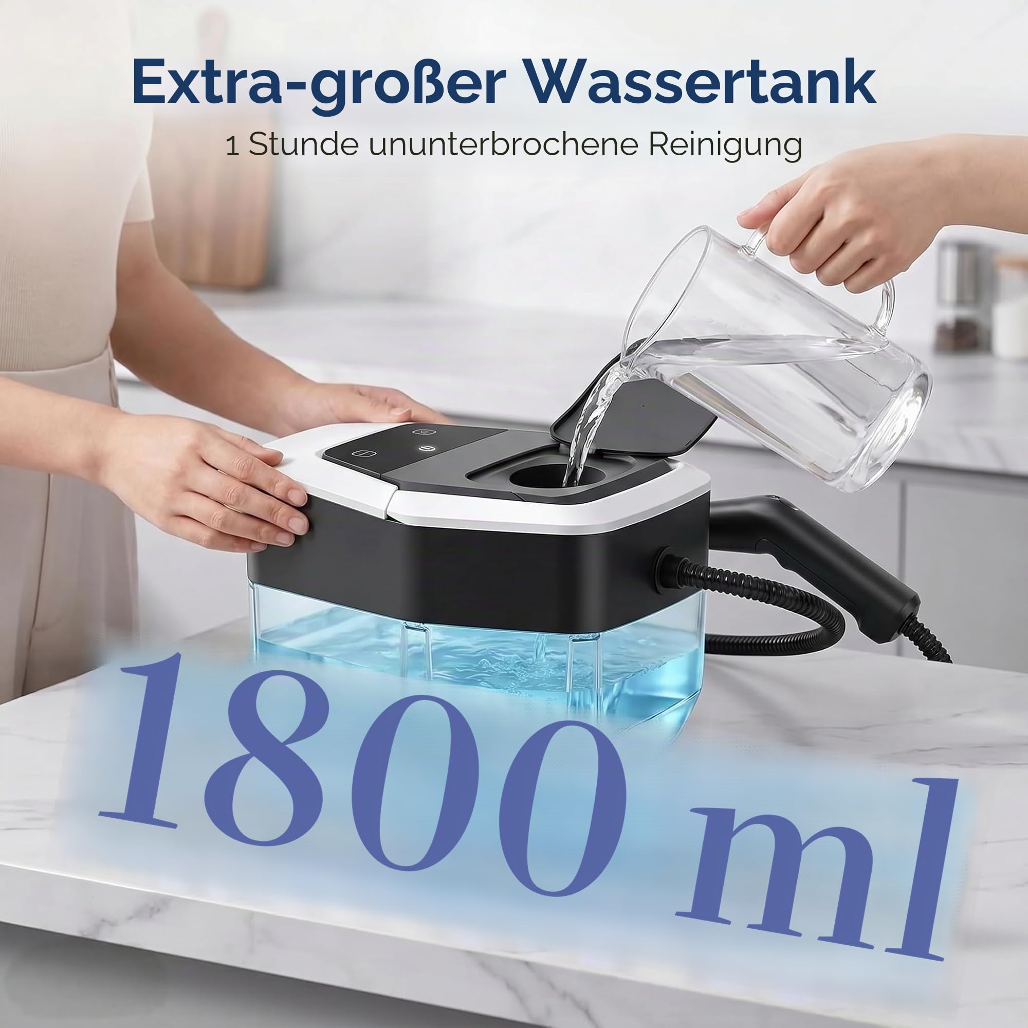 Dampfreiniger Handgerät Dampfreiniger Für Alles Steam Cleaner Handdampfreiniger Handlicher Auto Dampfente Bad Polster Küche, Badezimmern, Boden, 1.8L Wassertank, 4bar, 15S Aufheizzeit