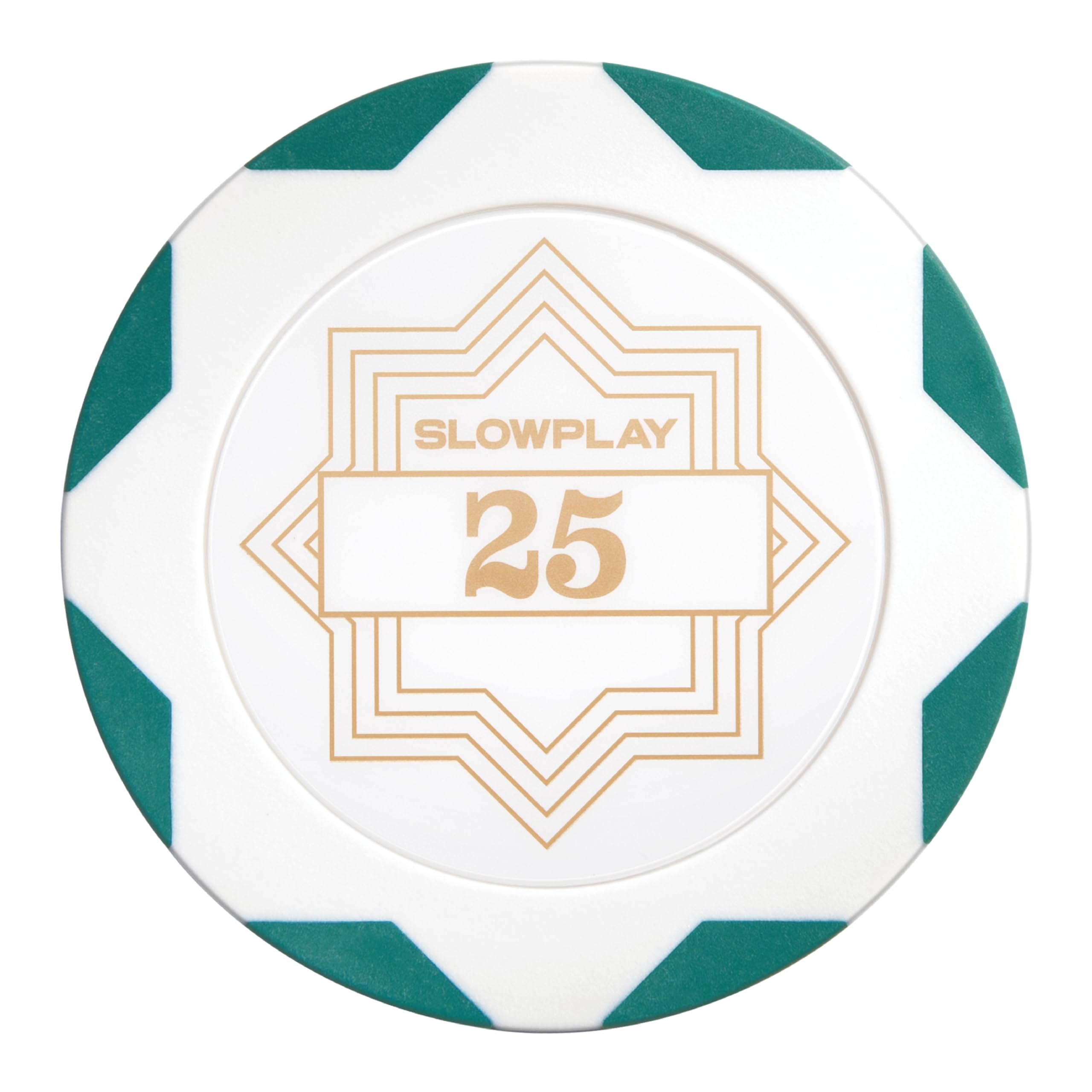 SLOWPLAY Nash Clay Poker Chips White Gold Edition, 14 Grams Heavyweight Clay Composite, 40mm Large Chips in Bulk, Pack of 50 with Denomination of 25