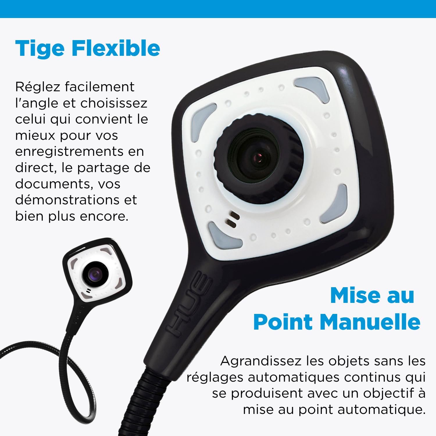HUE HD Pro Visualiseur de Documents Caméra USB Flexible Visioconférence Noir avec Etui de Transport