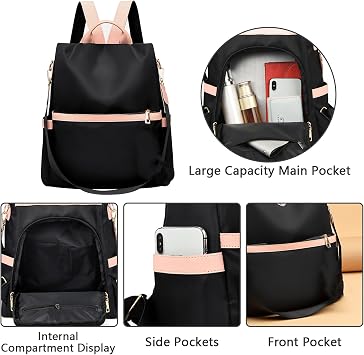 Backpack Purse for Women, Anti Theft Backpack Fashion Backpack Purse, Womens Backpack Purse Cute Backpacks, Travel Backpacks Satchel Handbags Ladies Shoulder Bags Multi Purpose Design (Black)