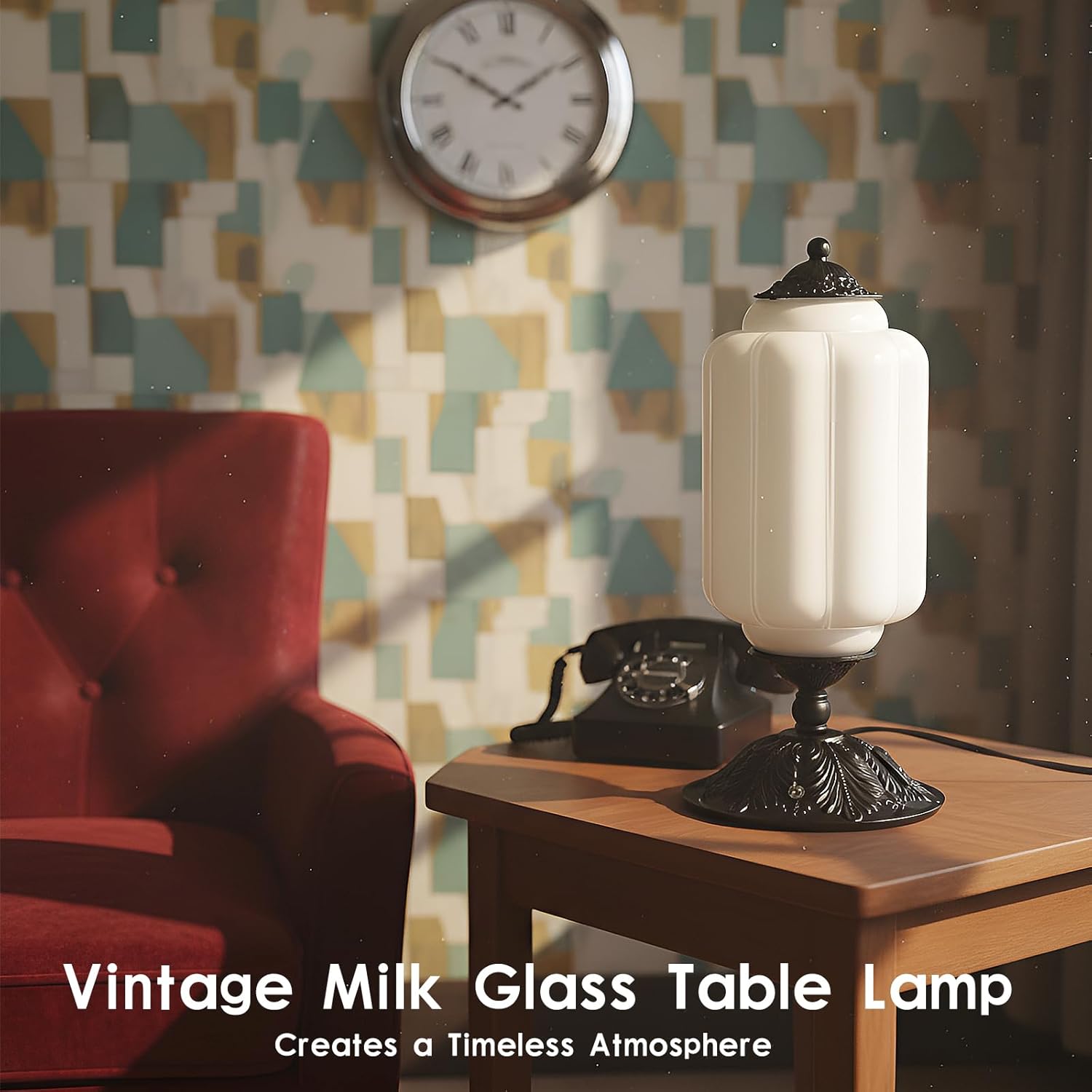 Vintage Milk Glass Touch Table Lamp, Elegant white Glass Bedside Desk Lamp 3 Way Dimmable with USB C+A Charging Ports - Bedroom Nightstand & Living Room Essential, 4W Bulb Included (white, 6.5)