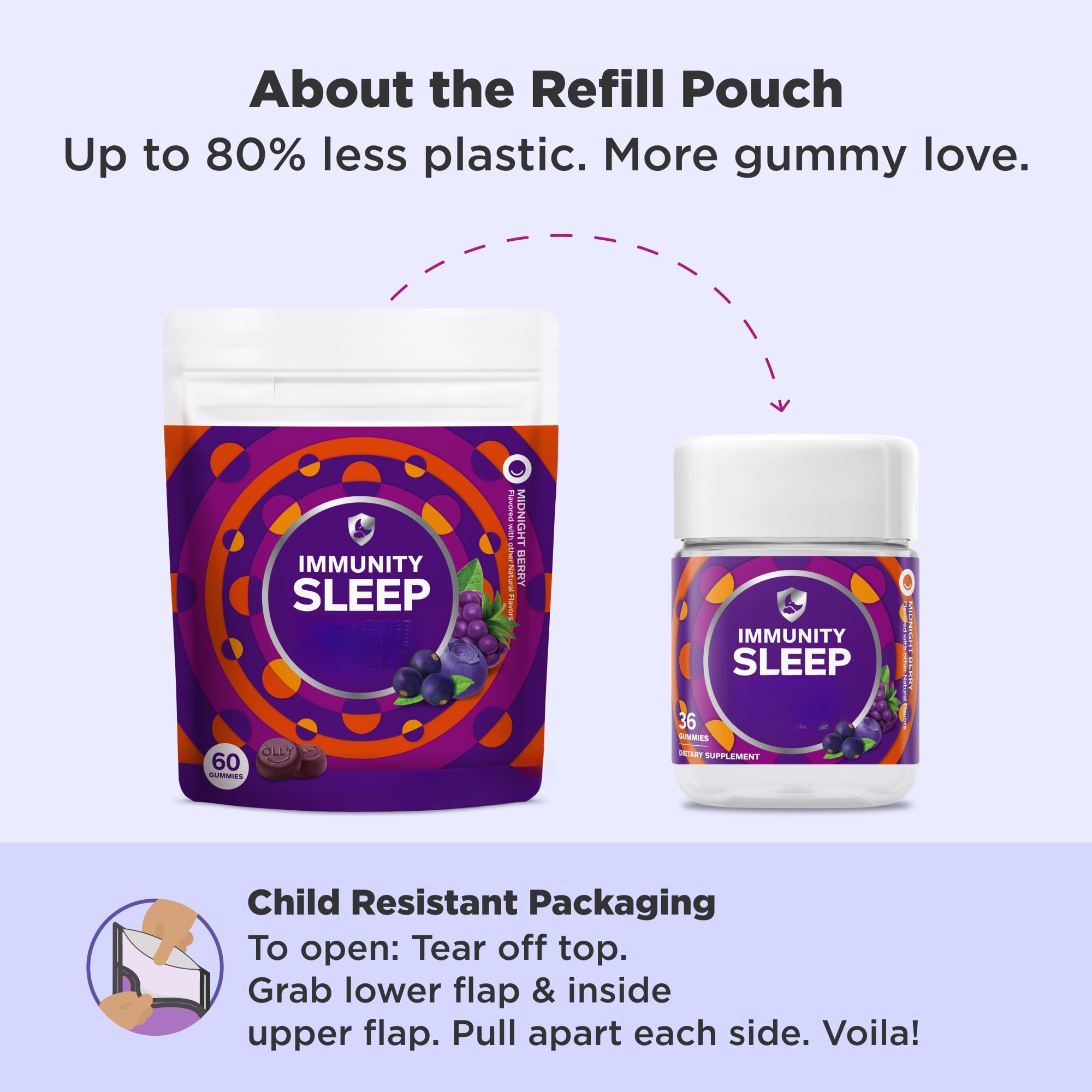 Sleep Gummy, immunitaire et aide au sommeil, transforme la bonne nuit en une baie de minuit moelleuse et moelleuse - 120 capsules (2 pièces)