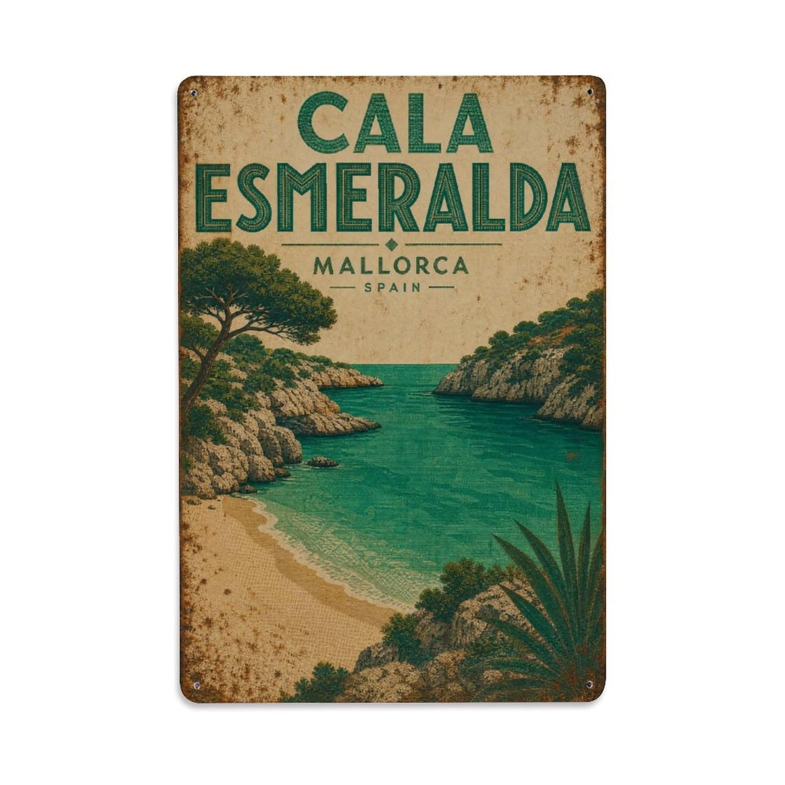 Metal Tin Sign Spain Mallorca Vintage Travel