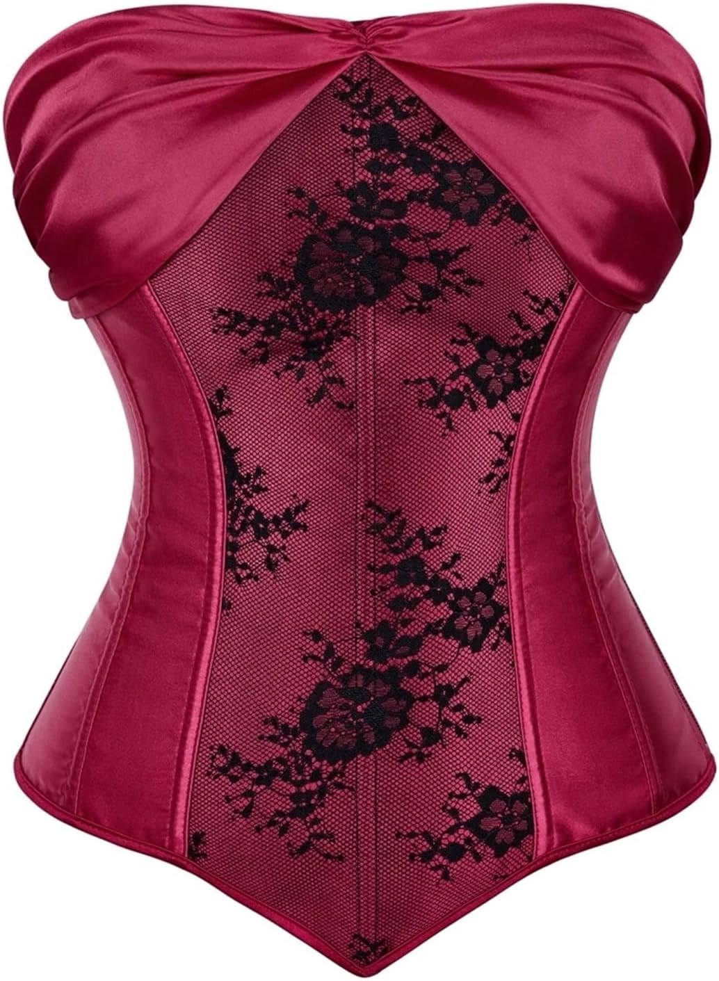 Vintage Satin Lingerie Gothic Costumes Corset Top Women Bustier Overbust Floral Lace Up Corsets