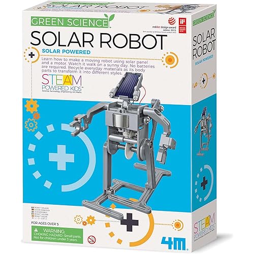 4M: Green Science - Solar Robot - DIY Walking Robot Building Kit, Renewable Energy Powered Motor, Mechanical Motion, Engineering Toy, STEAM, Kids 5+