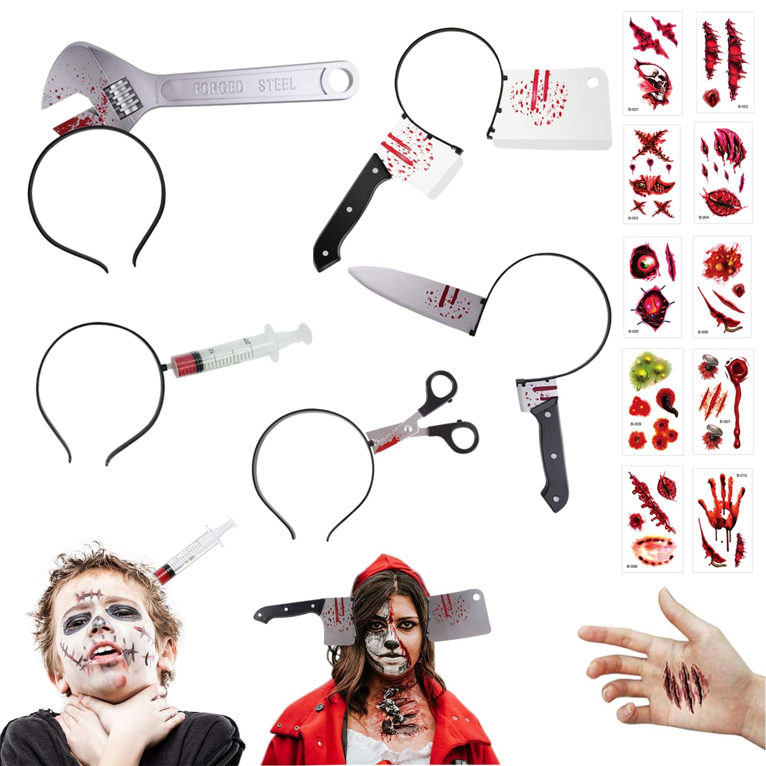 Kiuiom Serre Tete Halloween Horror,Bandeau Faux Couteau,Bandeau De