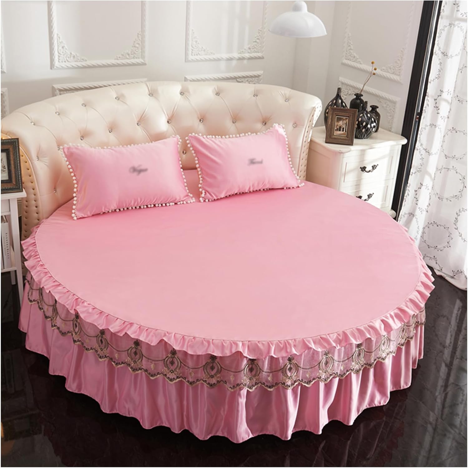 Round Mattress Protector Round Bed Sheets Breathable Bed Protection Wrap Round Mattress Protector Mattress Pad Cover for Hotel Home (White,220cm)