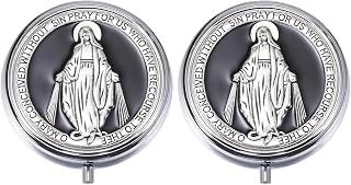 2Pcs Religious Virgin Mary Jewelry box, Suitable for Storing Rosary Beads Small Accessories and Souvenirs When Receiving the First Communion. (black)