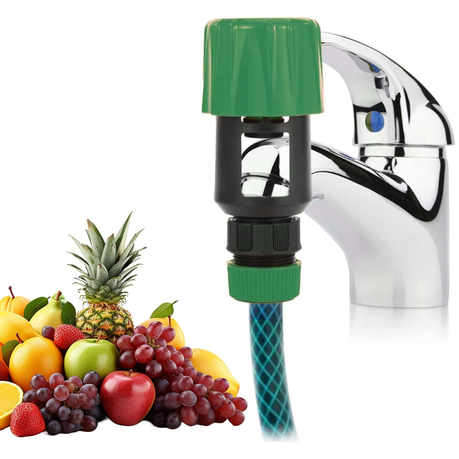 KIMHOME 1Pcs Kitchen Garden Watering Tap Snap Connector, Kitchen Hose Adapter Faucet Hose Pipe Snap Connector Adapter Tool for Sink Indoor Outdoor Tap (Green)