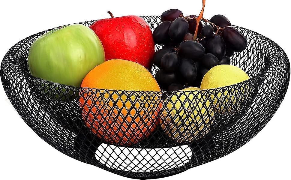 MORADIYA Fresh Wire Mesh - Creative Round Storage Basket for Fruits & Vegetables, Decorative Fruit Storage Bowl Holder, Fruit & Vegetable Bucket, Onion & Potato Basket for Kitchen-image-9