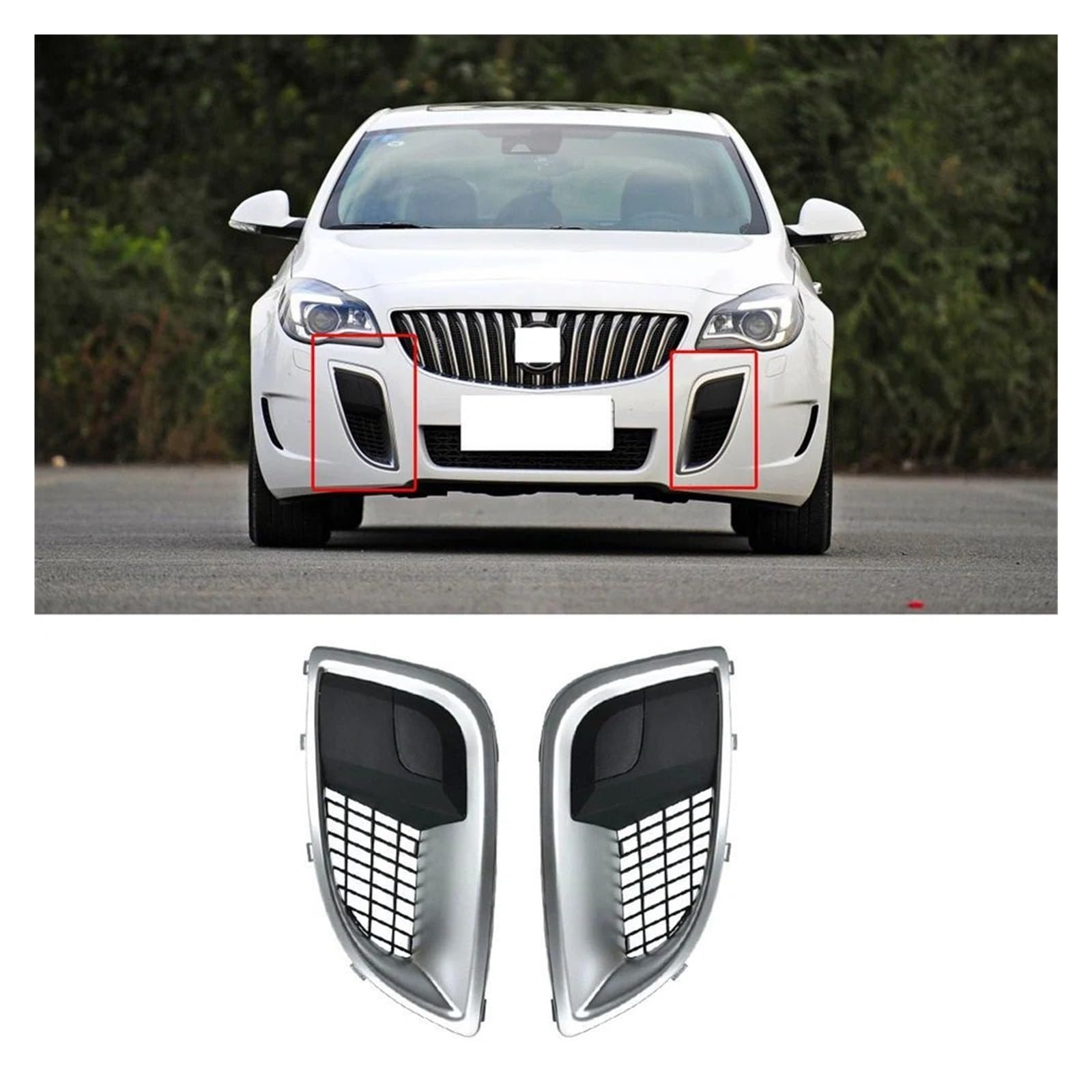 Car Front Bumper Light Grille, Fit For Buick, Regal GS 2012-2017 Right Fog Light Grille Fog Trailer Cover Racing Grills osłona atrapy przedniego zderzaka pojazdu