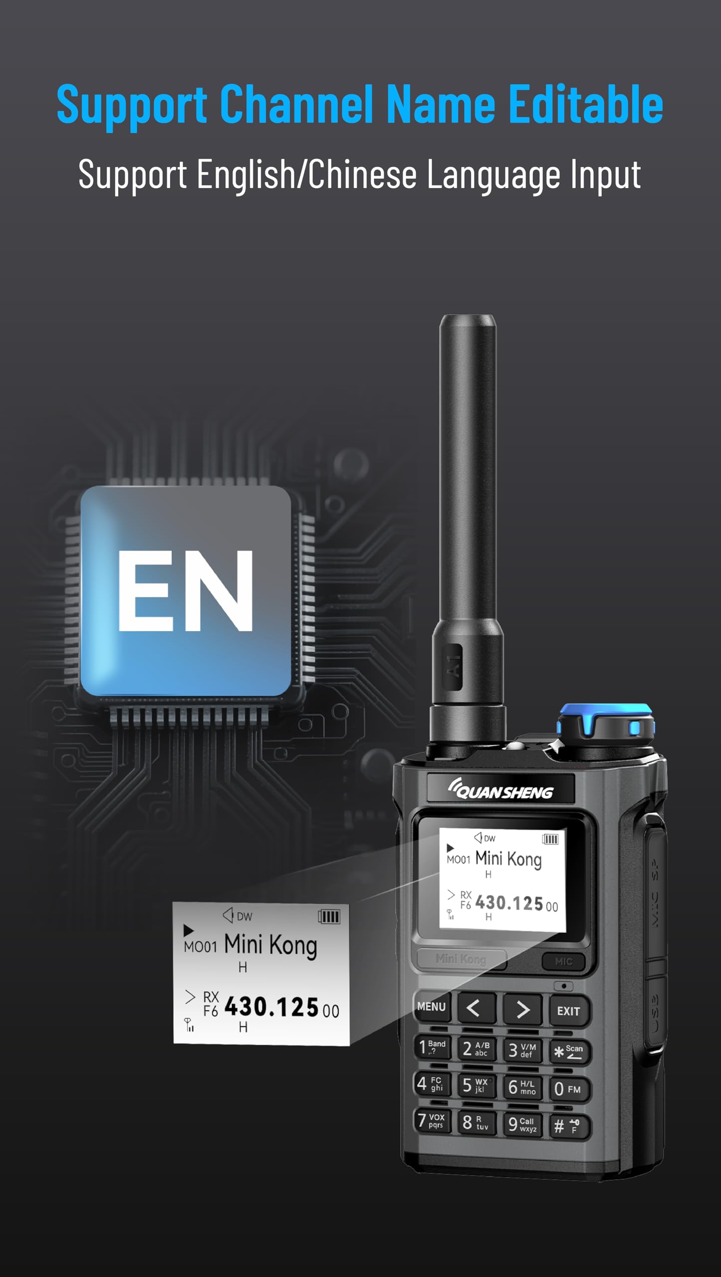 Quansheng UV‑K1 Walkie‑Talkie, 50‑600MHz, Air Band, NOAA, Copia senza fili. | Batteria 2500mAh con ricarica USB‑C, ricezione Air Band AM/FM (108‑136MHz), accordo frequenza in 1 tocco, copia wireless