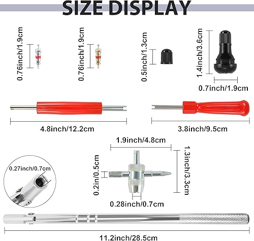 Miniatura 2 de Asooll 54 piezas de herramienta de instalación extractora de vástago de válvula, removedor de núcleo de válvula de 4 vías, vástagos de válvula a