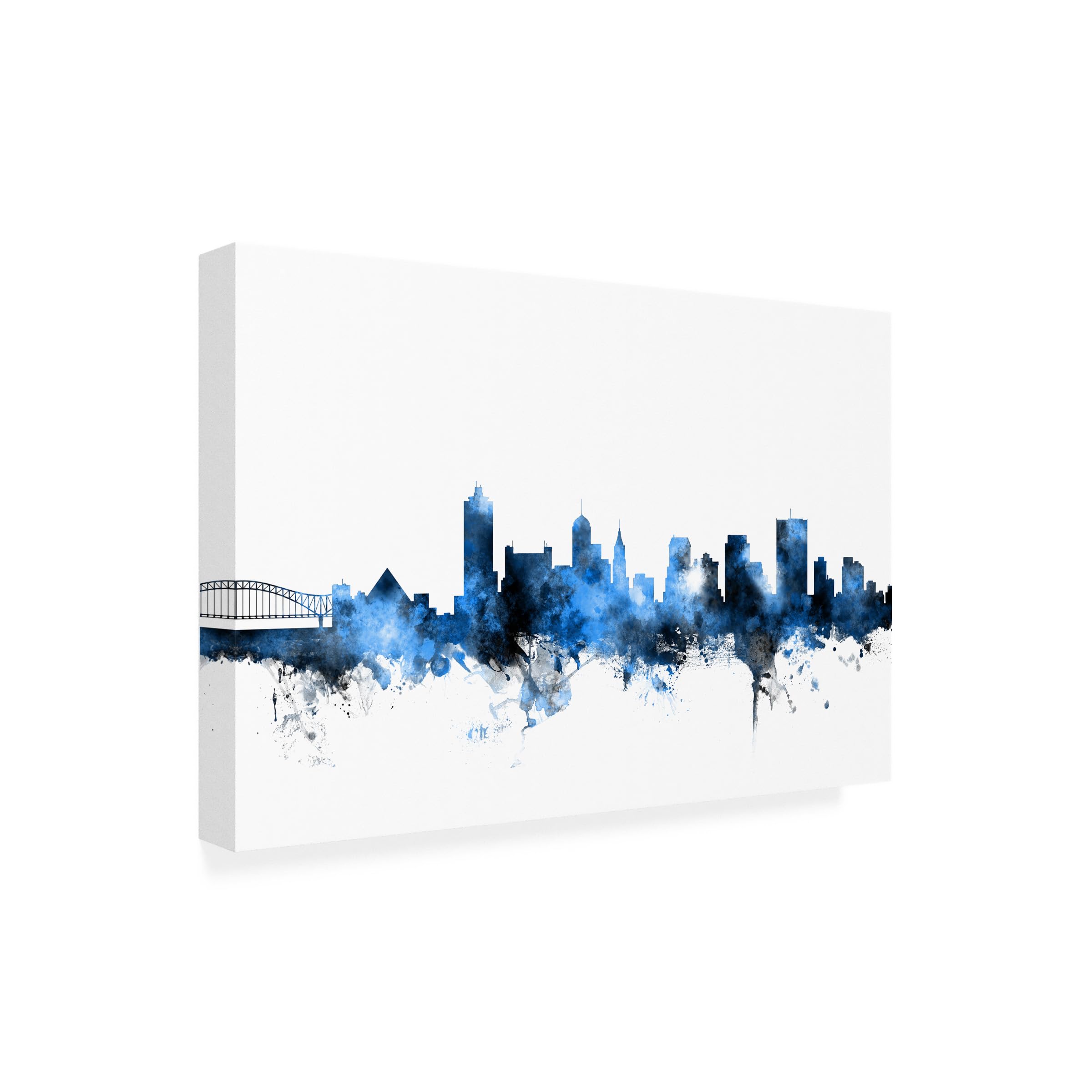 Wrapped Canvas Wall Art - Michael Tompsett Memphis TN Skyline White Wall Art for Living Room Bedroom or