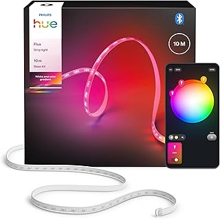 Philips Hue Flux 10m LED Light Strip, 1200lm, Vibrant Colours, Flexible Interior Lighting, Chromasync Colour Mixing, RGBWW…